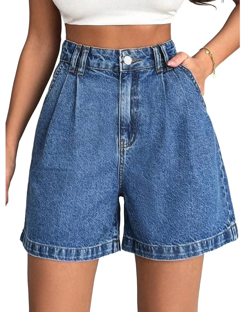 EMMIOL High Waisted Wide Leg Denim Shorts Y2K Loose Fit Size 8 NWT